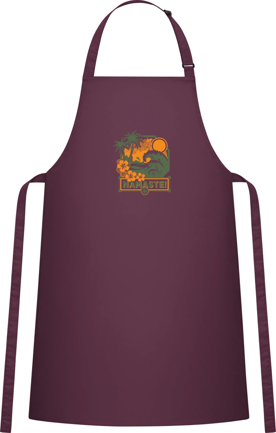 Namaste - Aubergine Cotton Bib Apron - Front