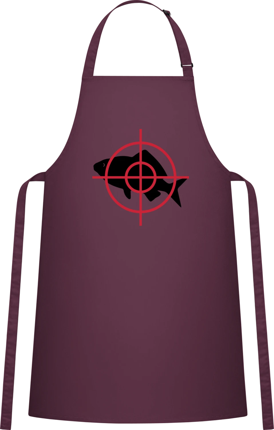 Fish Hunter - Aubergine Cotton Bib Apron - Front