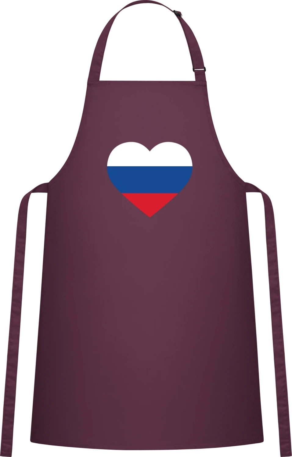 Russia Heart Flag - Aubergine Cotton Bib Apron - Front