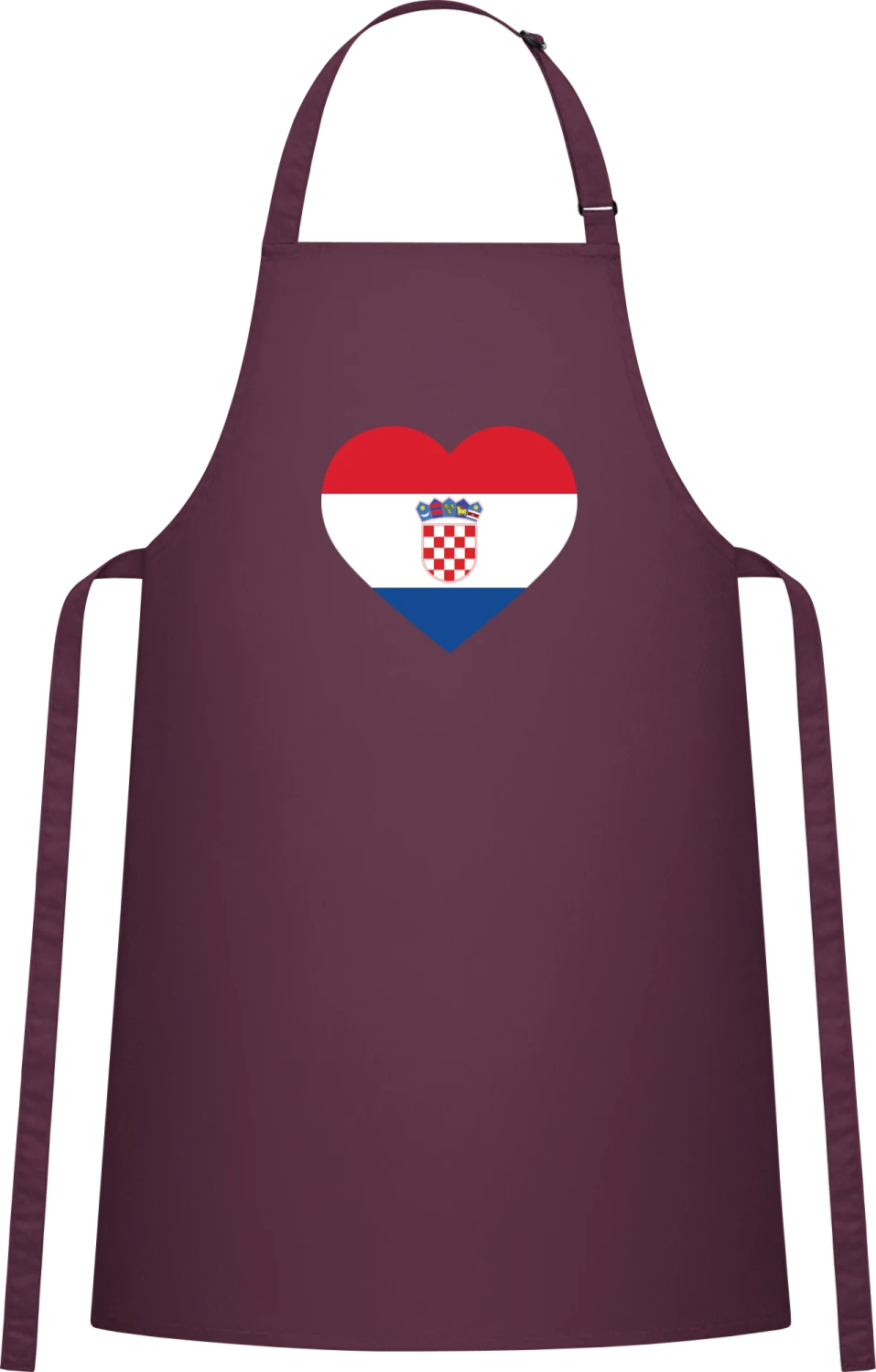 Croatia Heart - Aubergine Cotton Bib Apron - Front