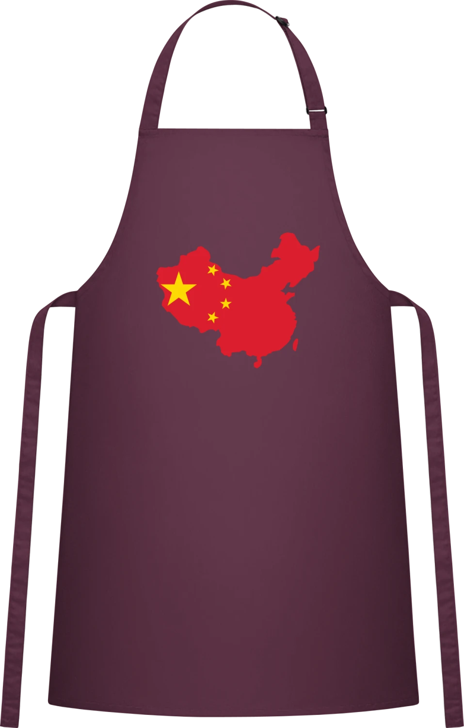 China Map - Aubergine Cotton Bib Apron - Front