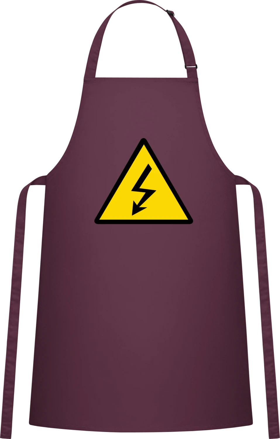 Electricity Warning - Aubergine Cotton Bib Apron - Front