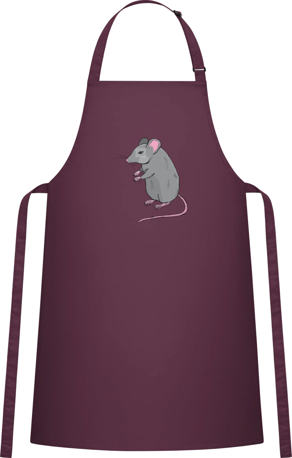 Mouse Realistic - Aubergine Cotton Bib Apron - Front