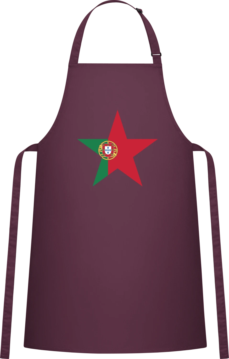 Portuguese Star - Aubergine Cotton Bib Apron - Front