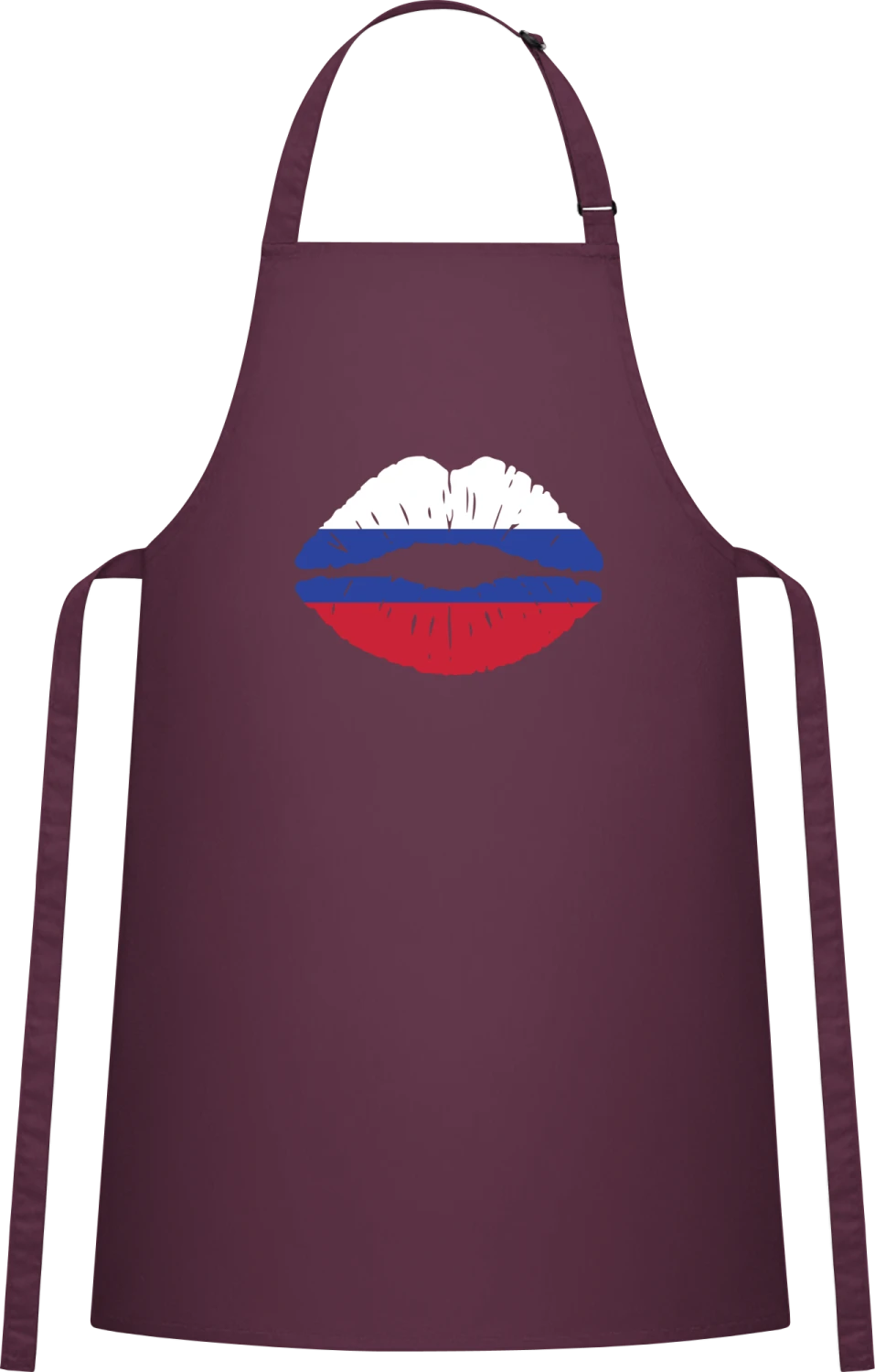 Russian Kiss Flag - Aubergine Cotton Bib Apron - Front