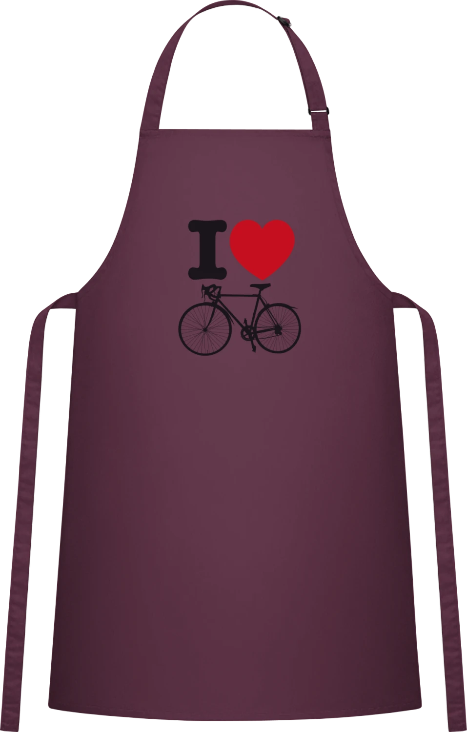 I Love My Bike - Aubergine Cotton Bib Apron - Front