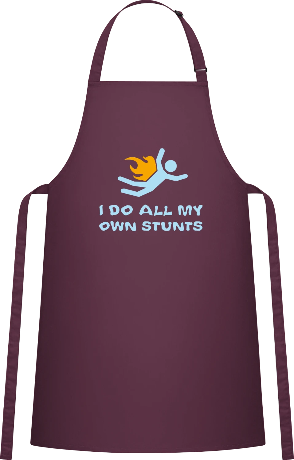 I Do All My Own Stunts - Aubergine Cotton Bib Apron - Front