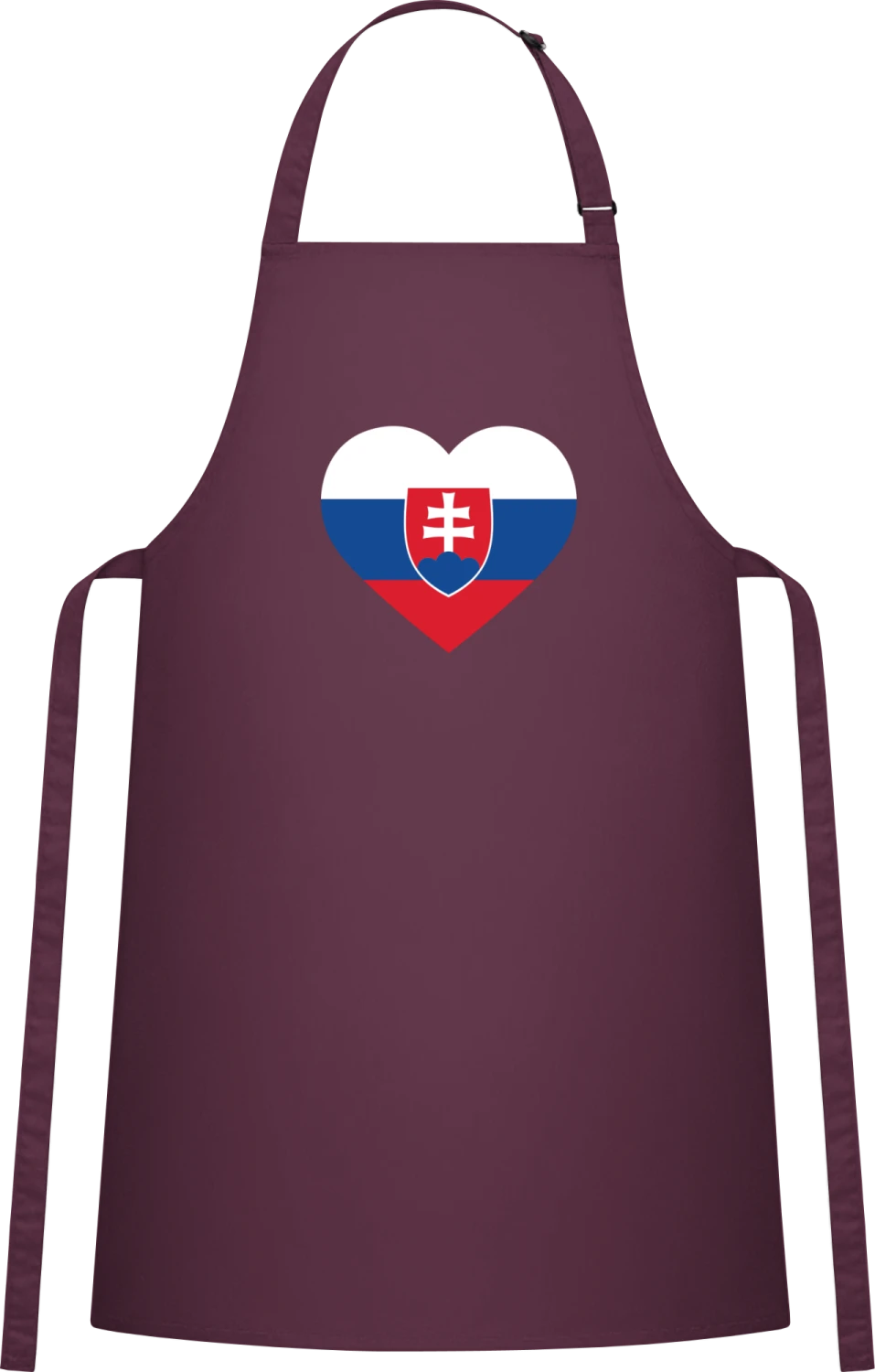 Slovakia Heart Flag - Aubergine Cotton Bib Apron - Front