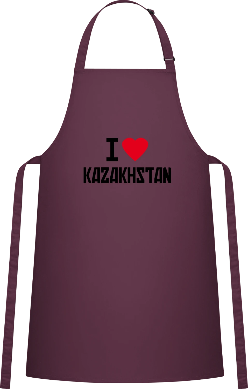 I Love Kazakhstan - Aubergine Cotton Bib Apron - Front