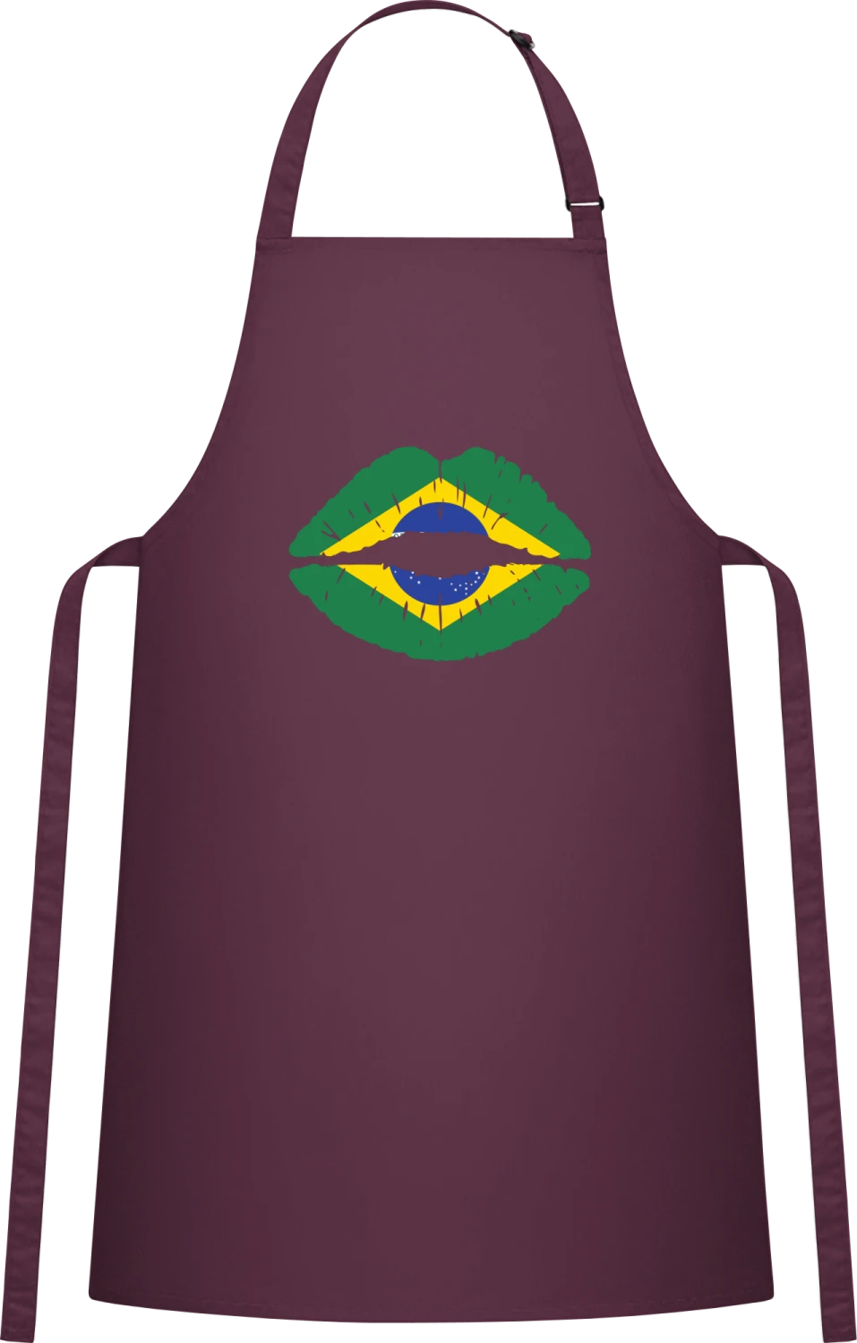 Brazil Kiss Flag - Aubergine Cotton Bib Apron - Front