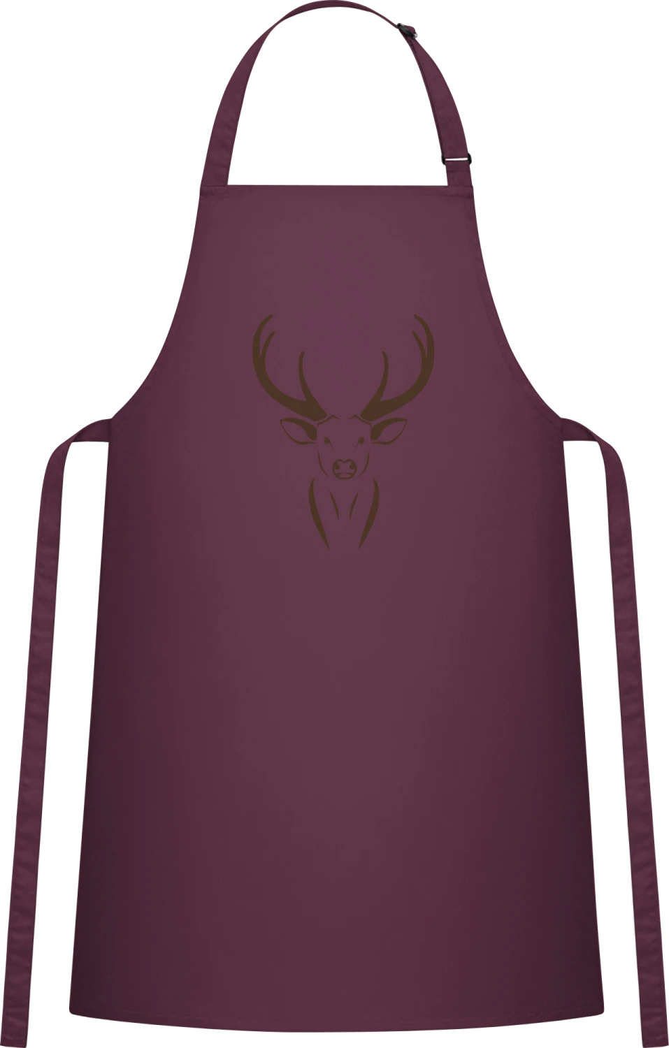 Stag Deer - Aubergine Cotton Bib Apron - Front