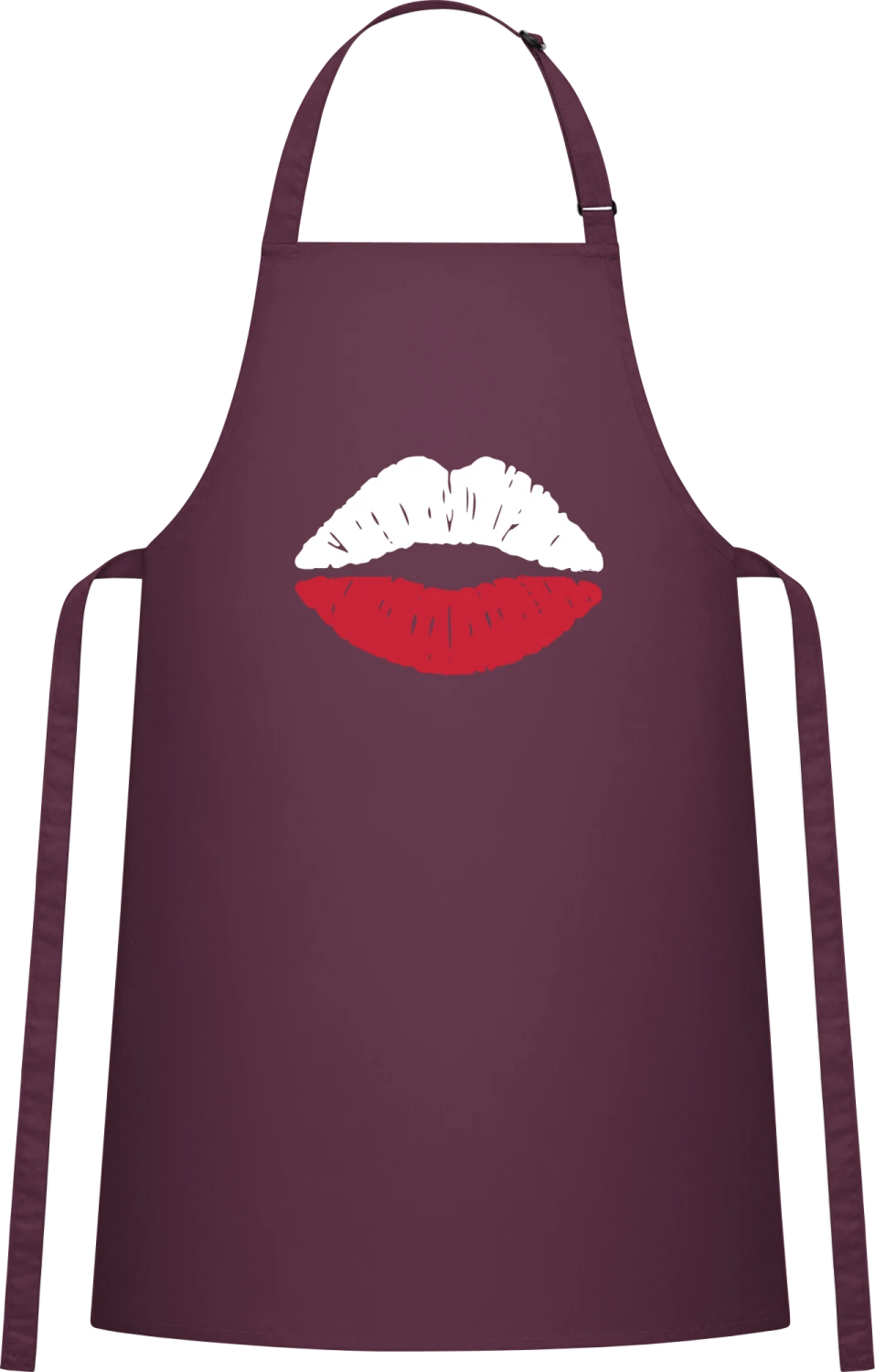 Polish Kiss Flag - Aubergine Cotton Bib Apron - Front