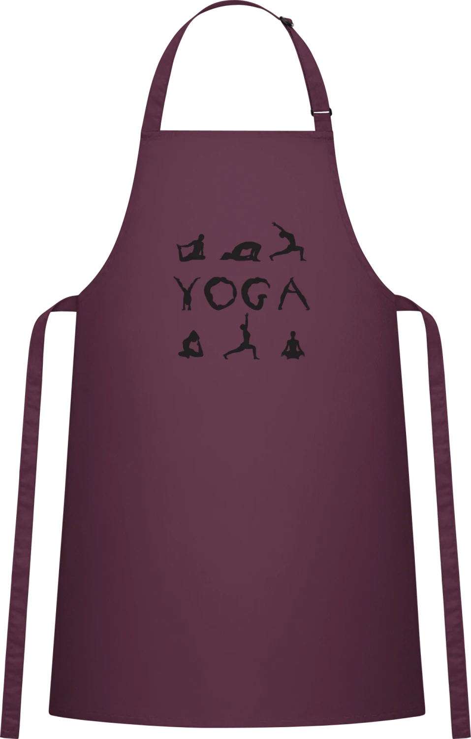 Yoga Letters - Aubergine Cotton Bib Apron - Front