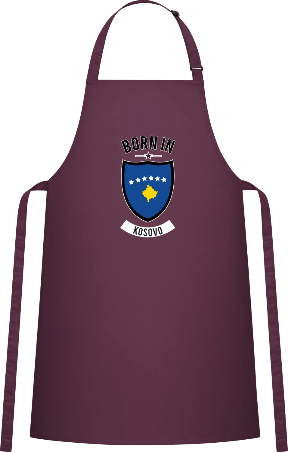 Born in Kosovo - Aubergine Cotton Bib Apron - Front