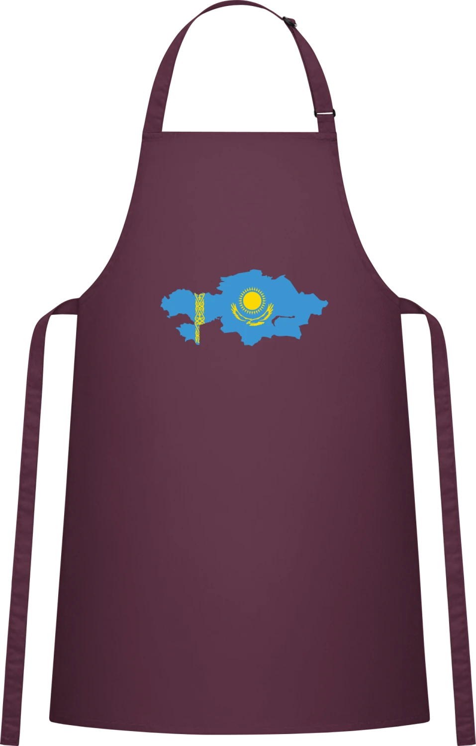 Kazakhstan Map - Aubergine Cotton Bib Apron - Front