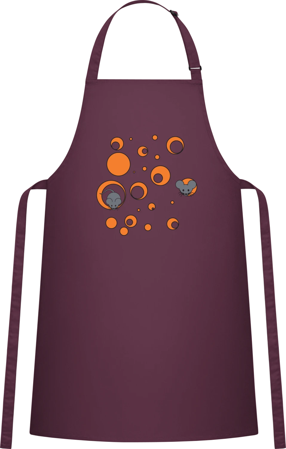 Cheese Effect - Aubergine Cotton Bib Apron - Front