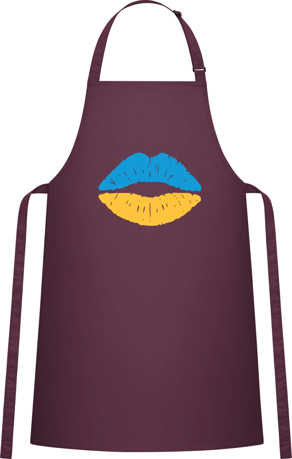 Ukraine Kiss Flag - Aubergine Cotton Bib Apron - Front