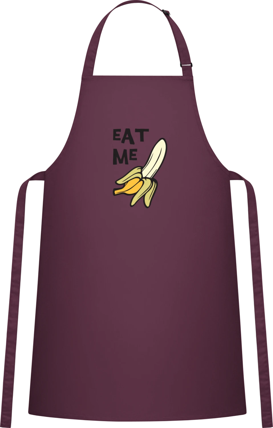 Eat Me Banana - Aubergine Cotton Bib Apron - Front