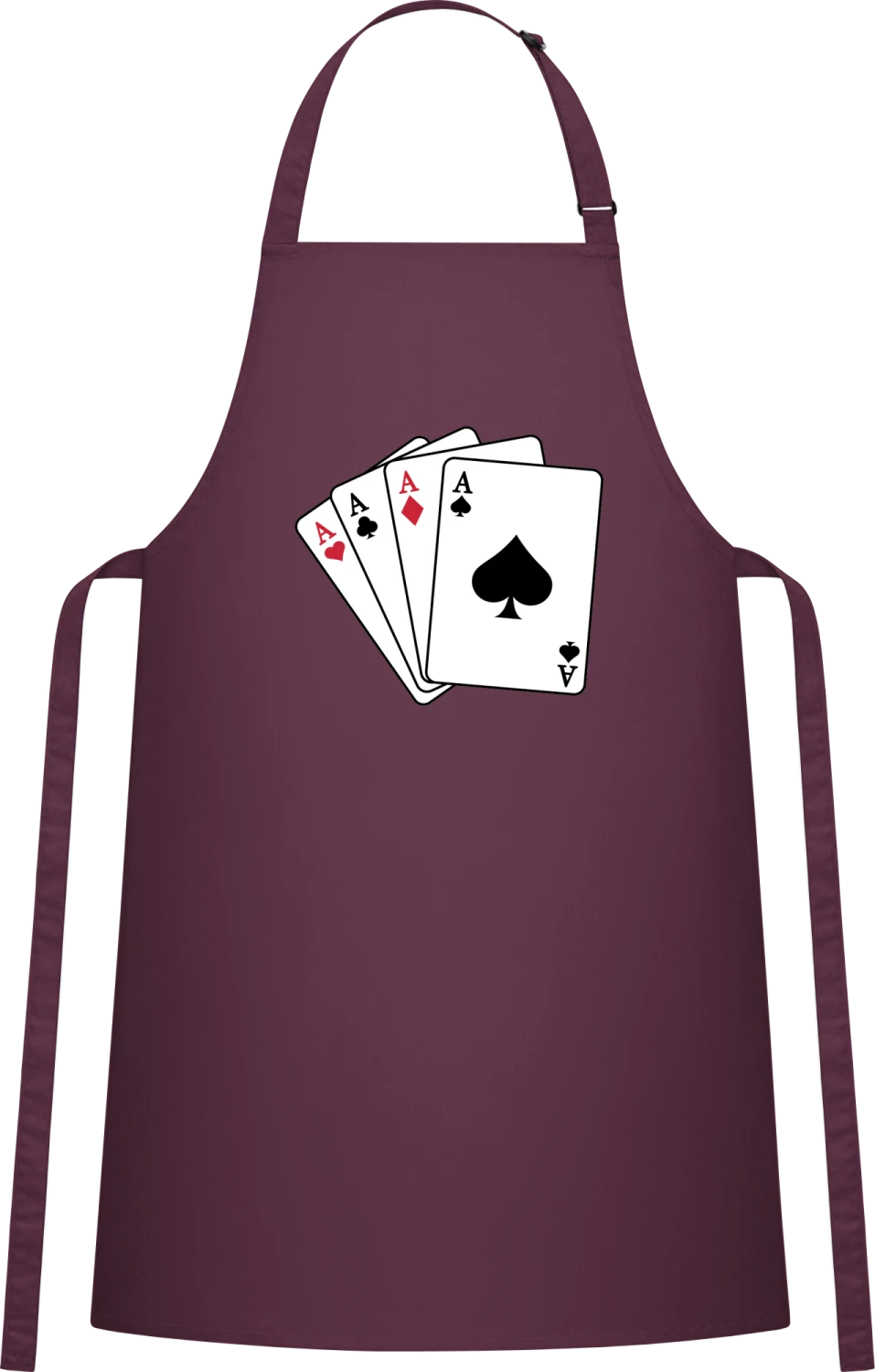 Four Aces Poker - Aubergine Cotton Bib Apron - Front