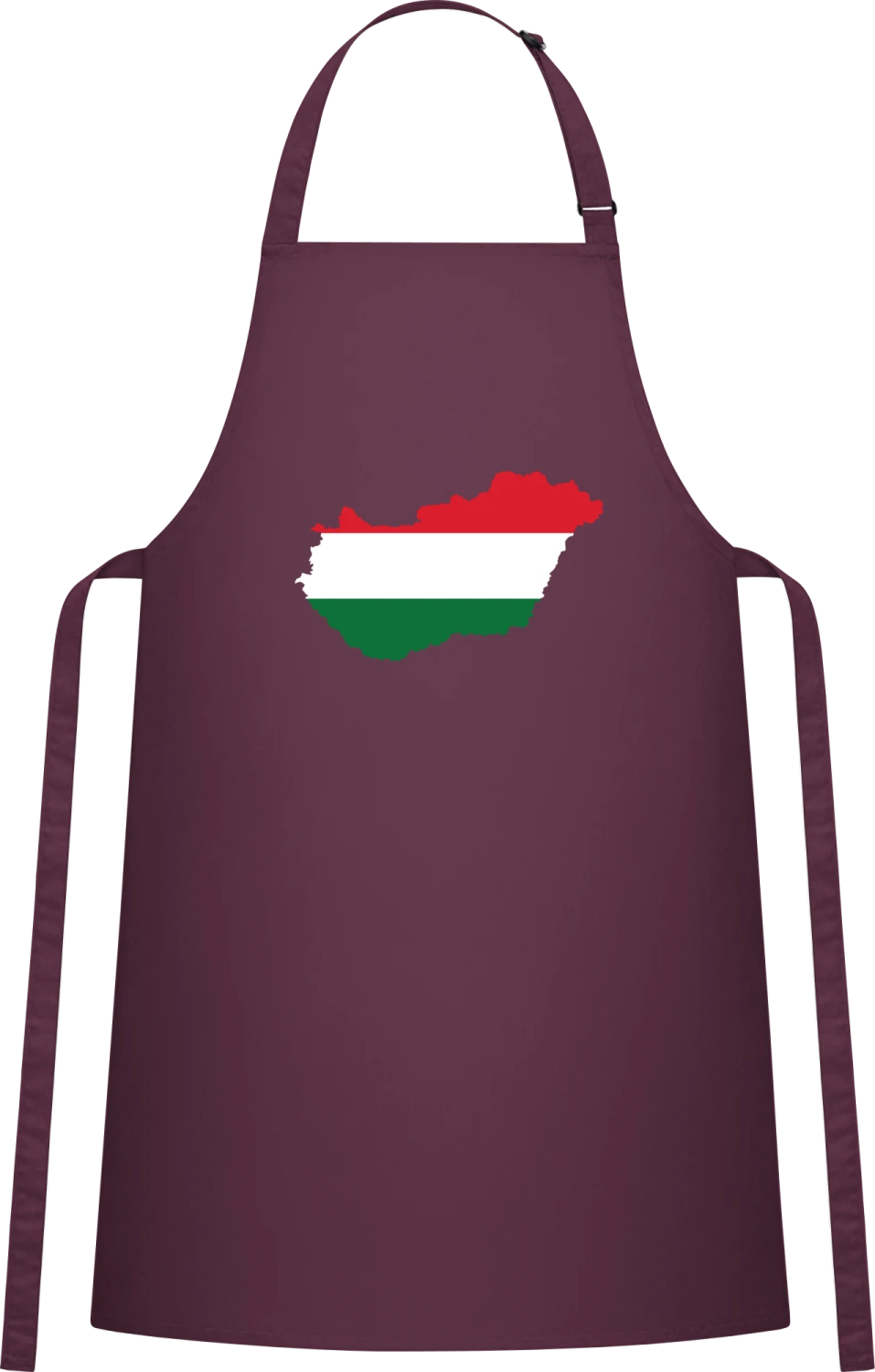 Hungary Map - Aubergine Cotton Bib Apron - Front