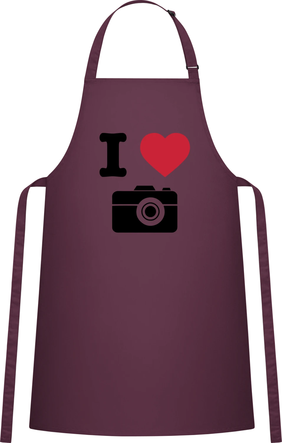 I Love Photos - Aubergine Cotton Bib Apron - Front