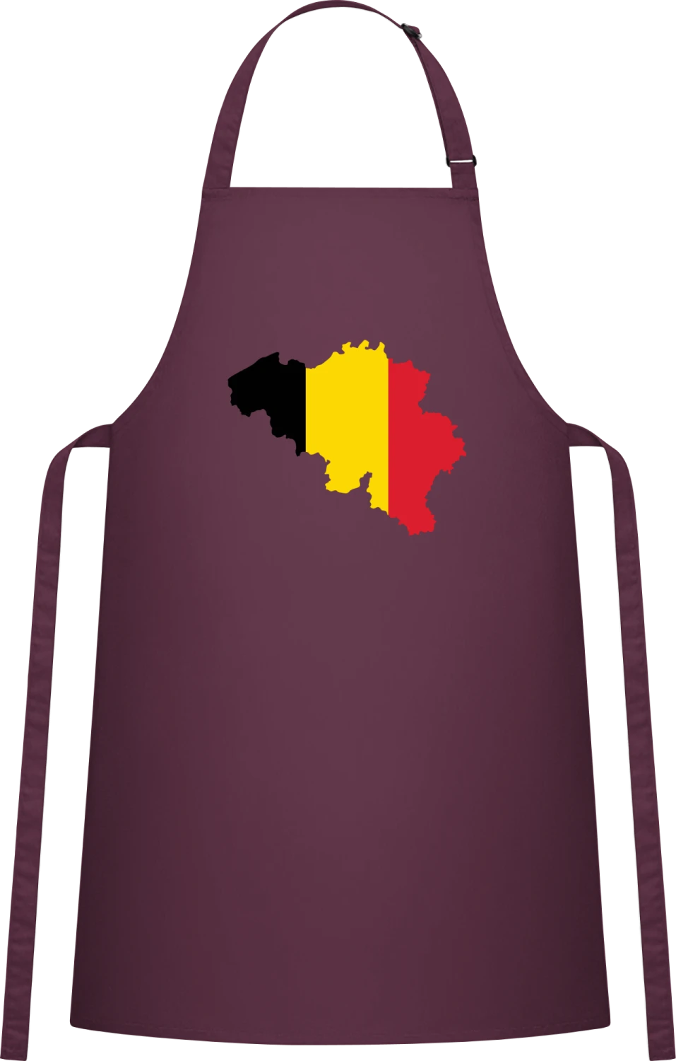 Belgium Map - Aubergine Cotton Bib Apron - Front