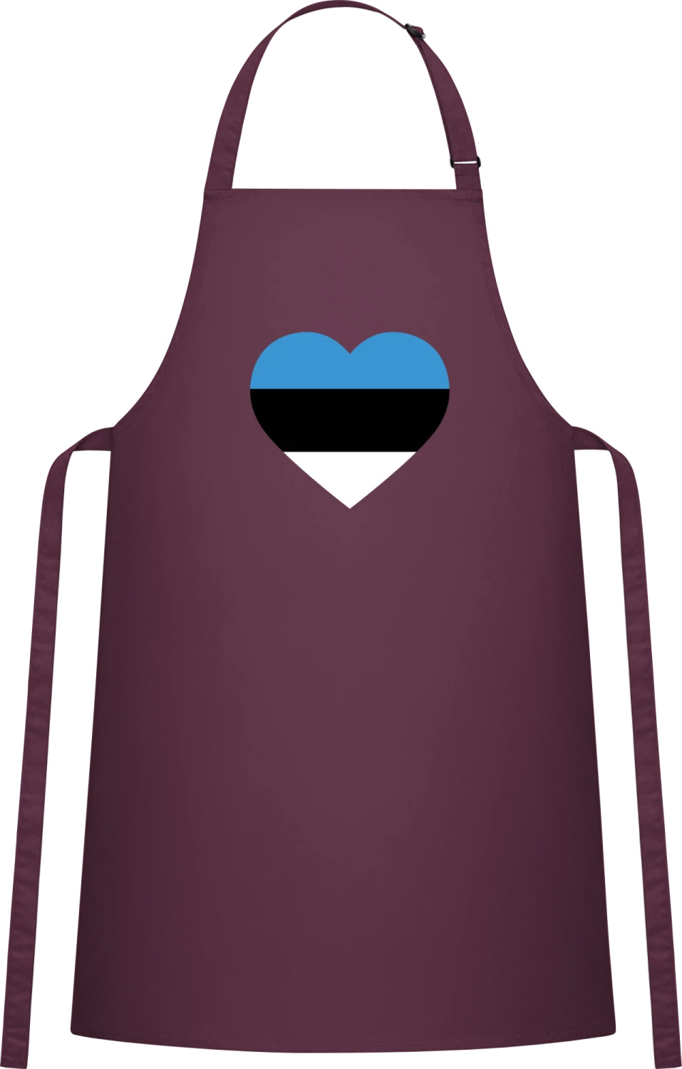 Estonia Heart - Aubergine Cotton Bib Apron - Front