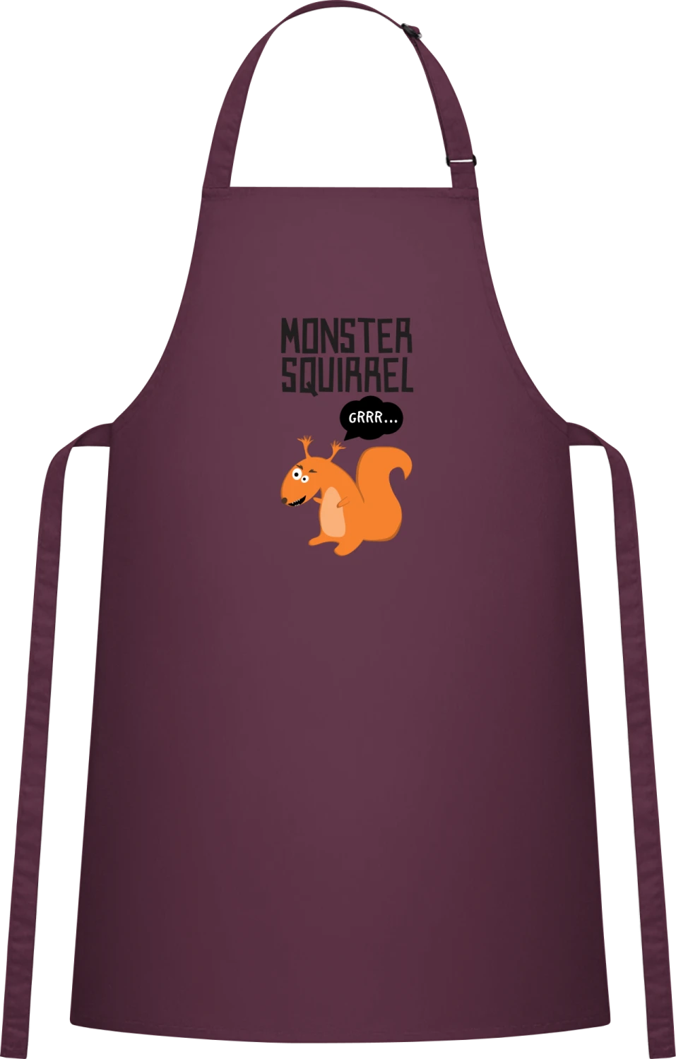 Funny Squirrel - Aubergine Cotton Bib Apron - Front