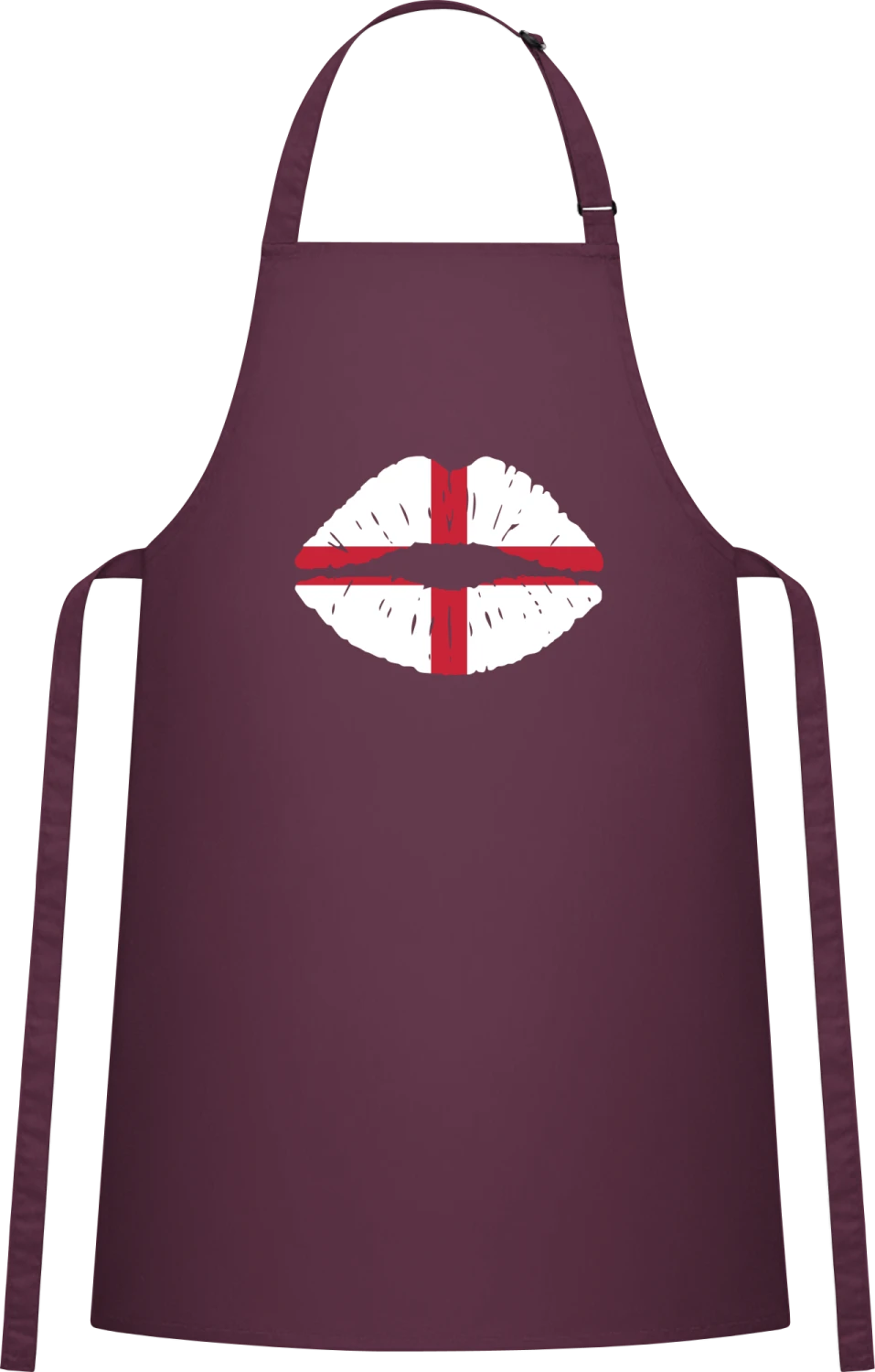 England Kiss Flag - Aubergine Cotton Bib Apron - Front