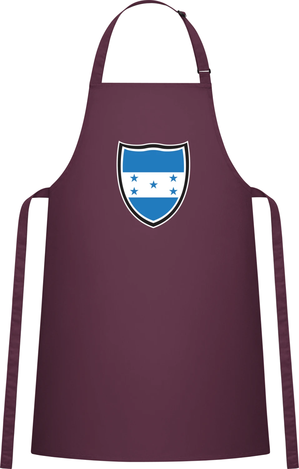 Honduras Flag Shield - Aubergine Cotton Bib Apron - Front