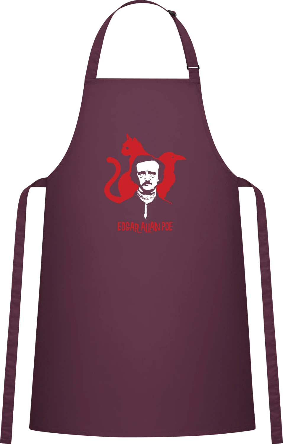 Edgar Allan Poe - Aubergine Cotton Bib Apron - Front