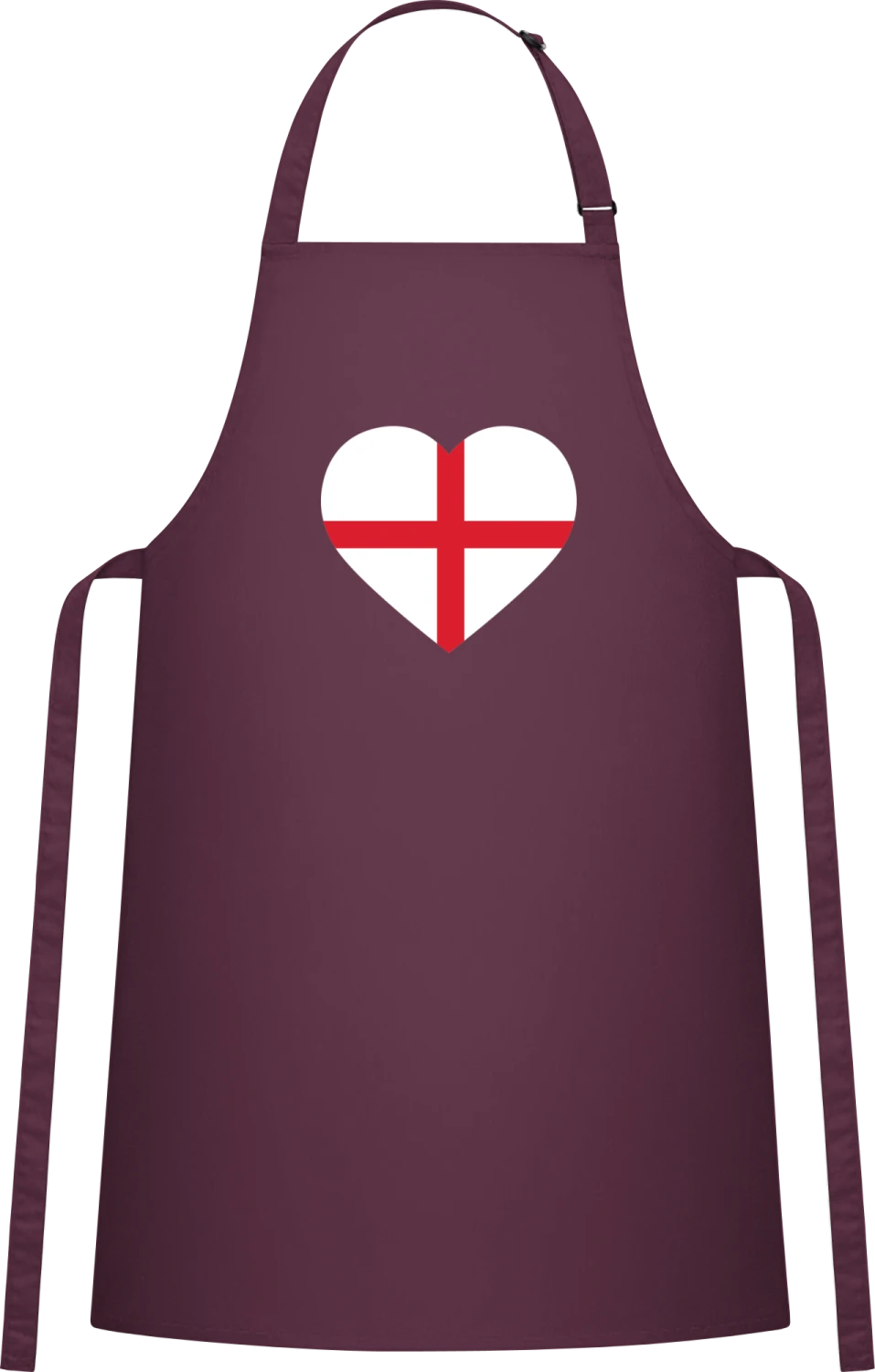 England Heart Flag - Aubergine Cotton Bib Apron - Front