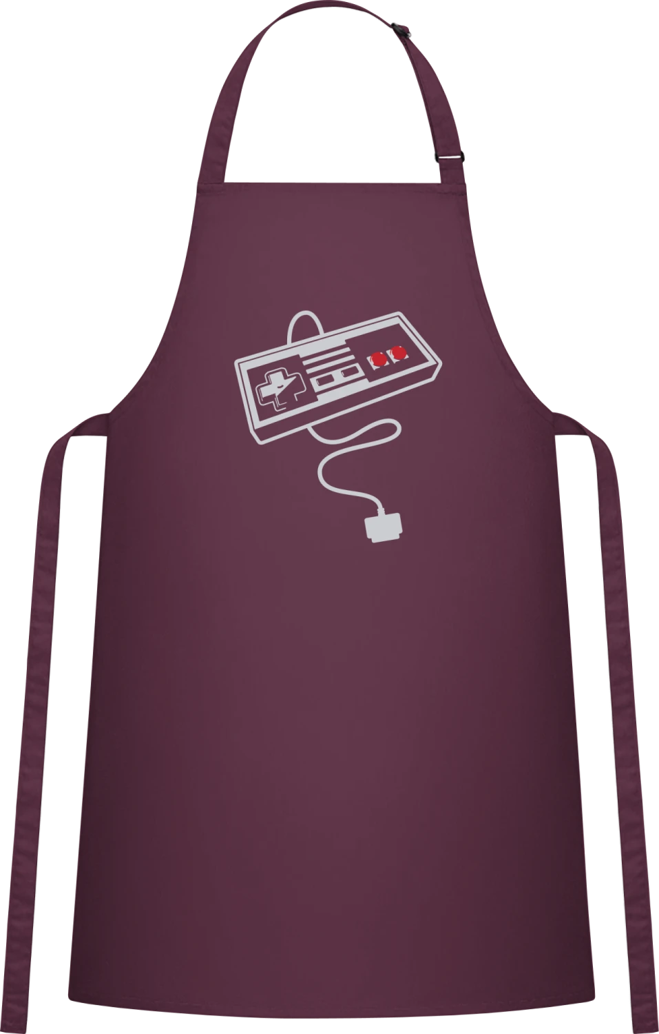 NES Controller - Aubergine Cotton Bib Apron - Front