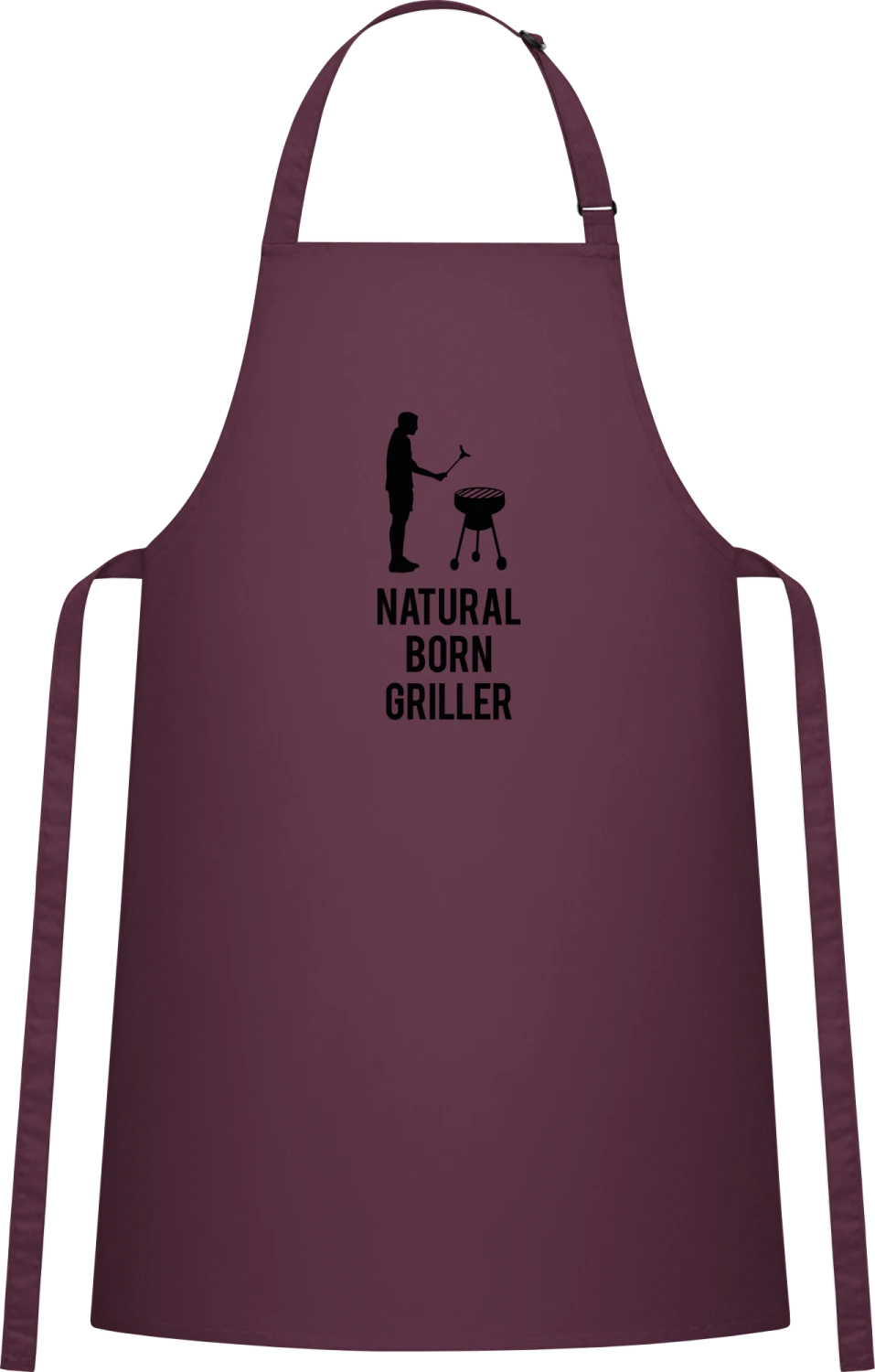 Natural Born Griller King - Aubergine Cotton Bib Apron - Front