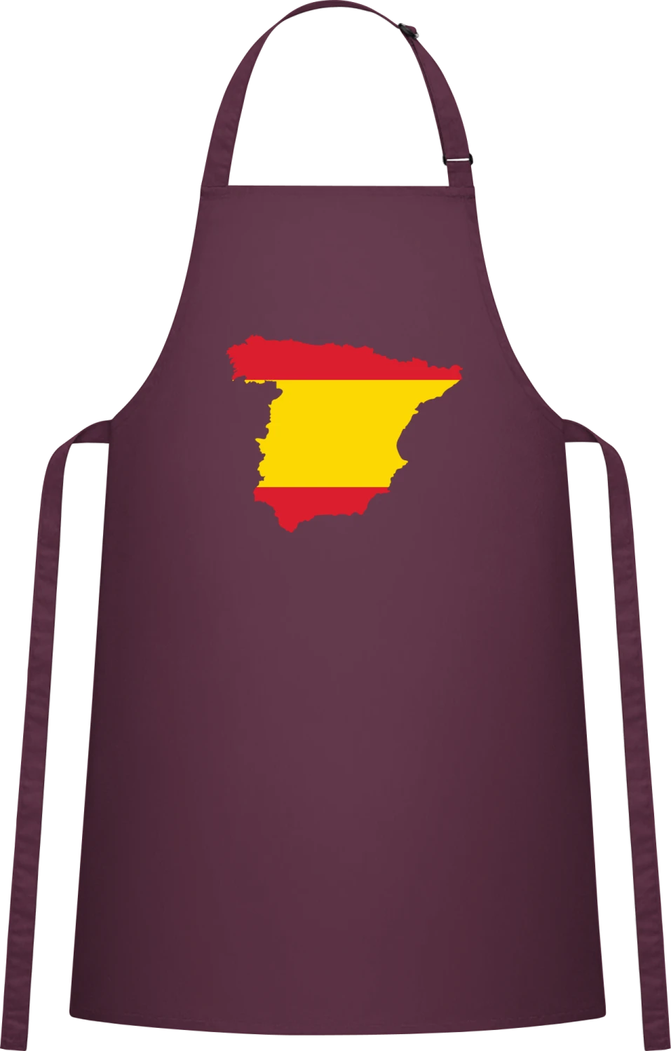 Spain Map - Aubergine Cotton Bib Apron - Front