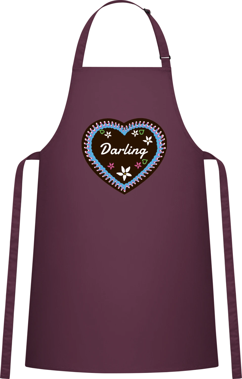 Darling Gingerbread Heart - Aubergine Cotton Bib Apron - Front