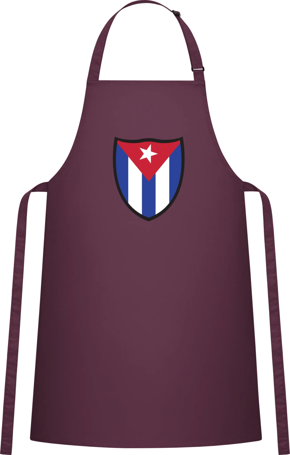 Cuba Flag Shield - Aubergine Cotton Bib Apron - Front