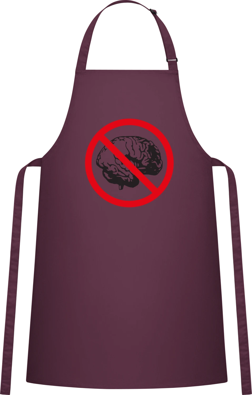 Brainless - Aubergine Cotton Bib Apron - Front