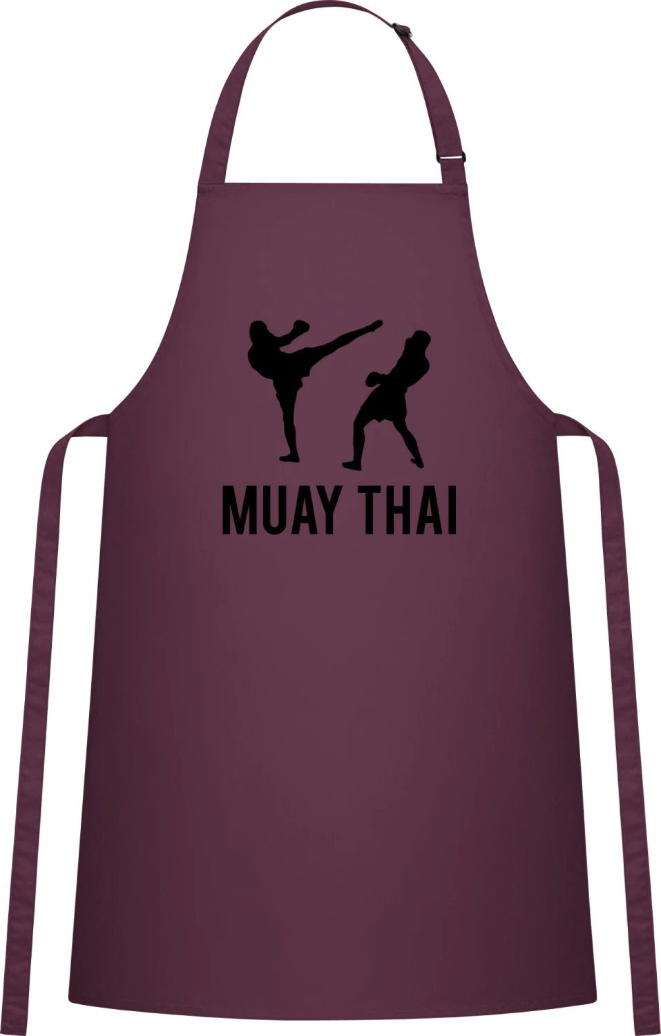 Muay Thai Silhouette - Aubergine Cotton Bib Apron - Front