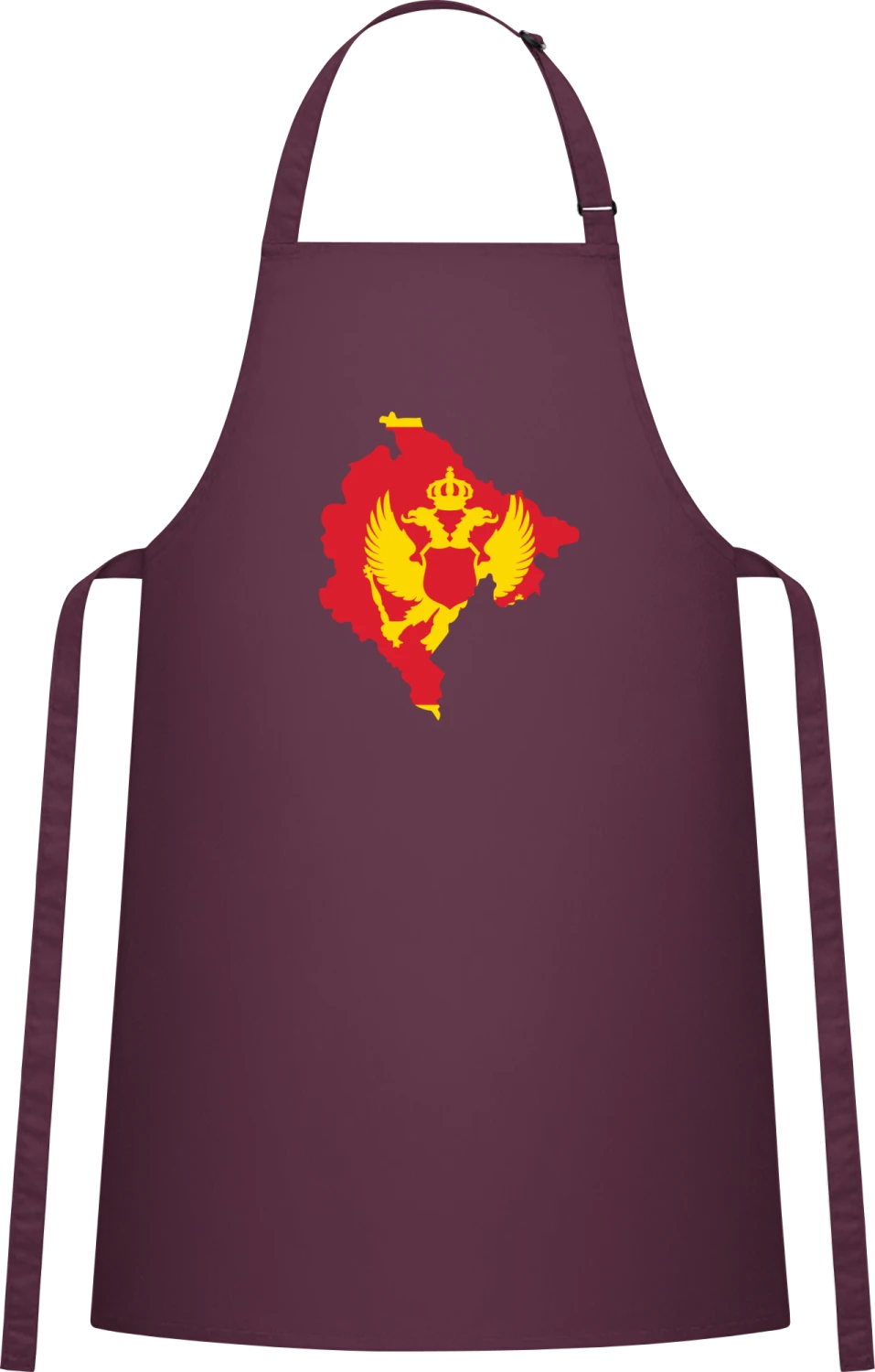 Montenegro Map - Aubergine Cotton Bib Apron - Front