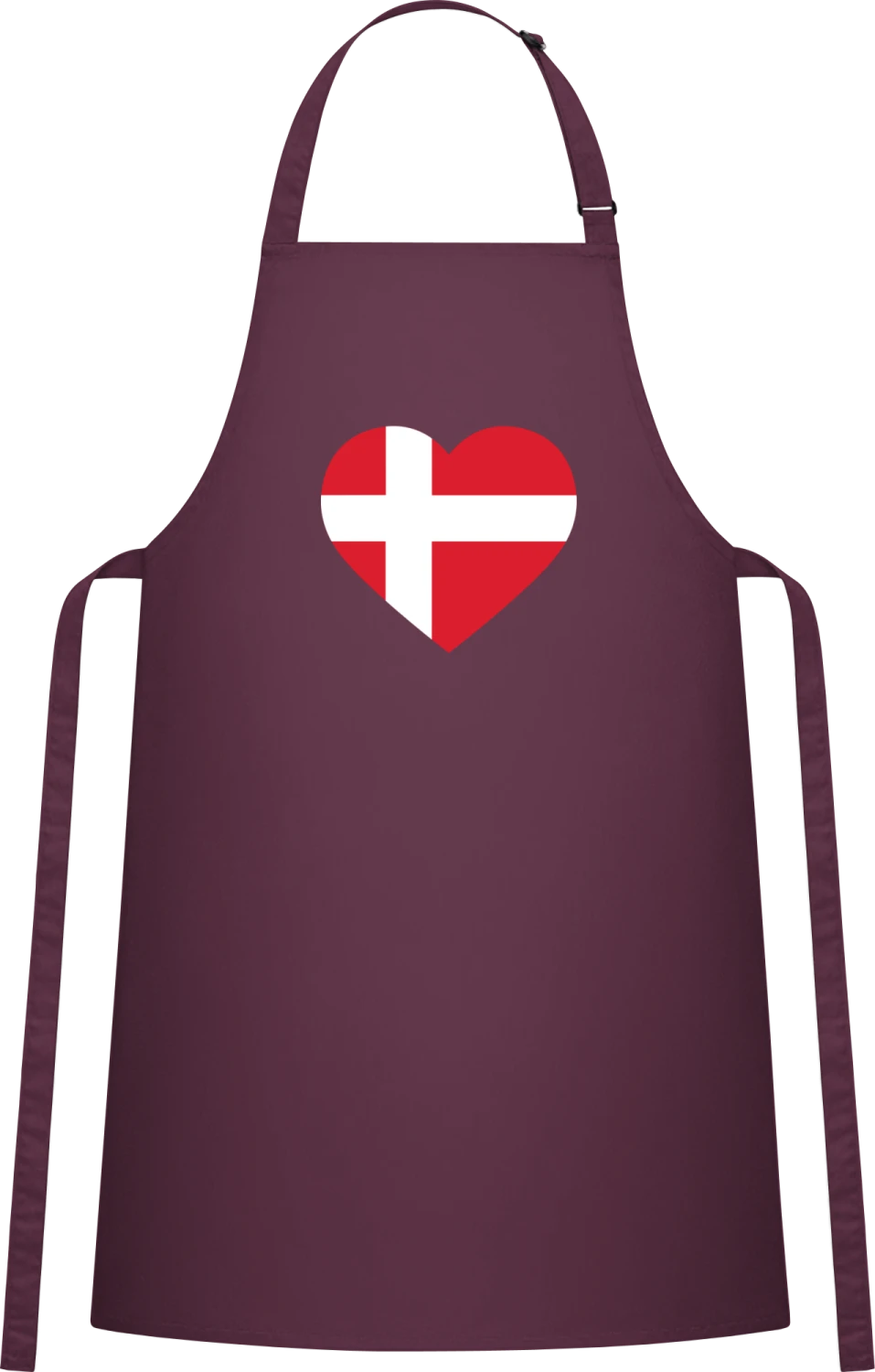 Denmark Heart - Aubergine Cotton Bib Apron - Front