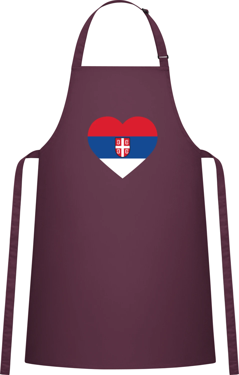 Serbia Heart Flag - Aubergine Cotton Bib Apron - Front