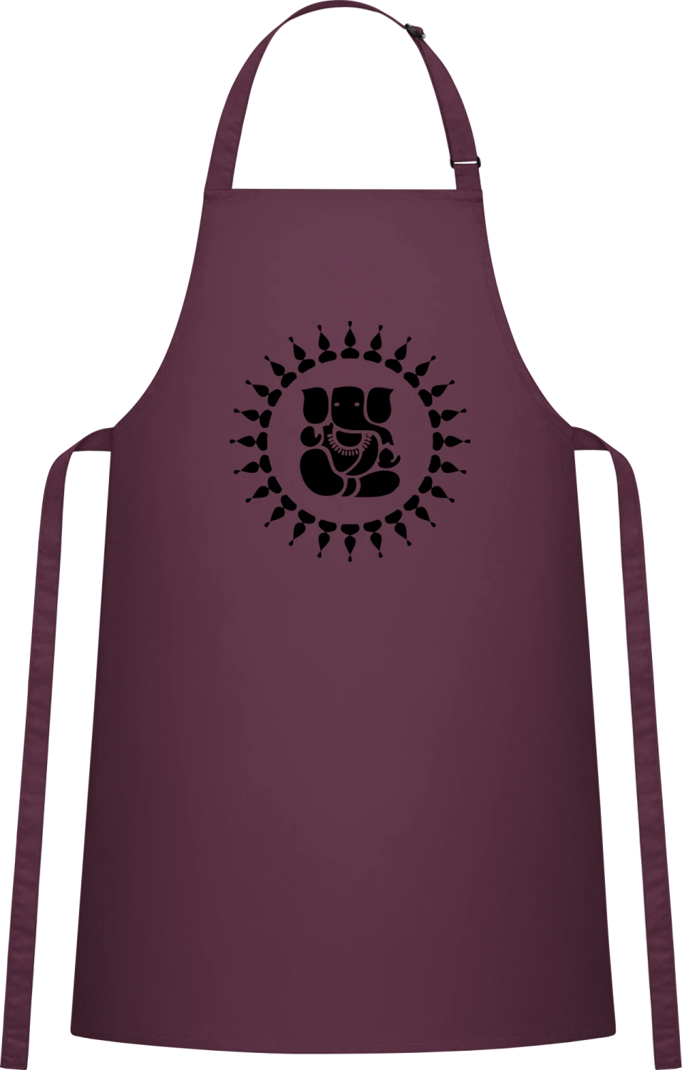 Ganesha Elephant Symbol - Aubergine Cotton Bib Apron - Front