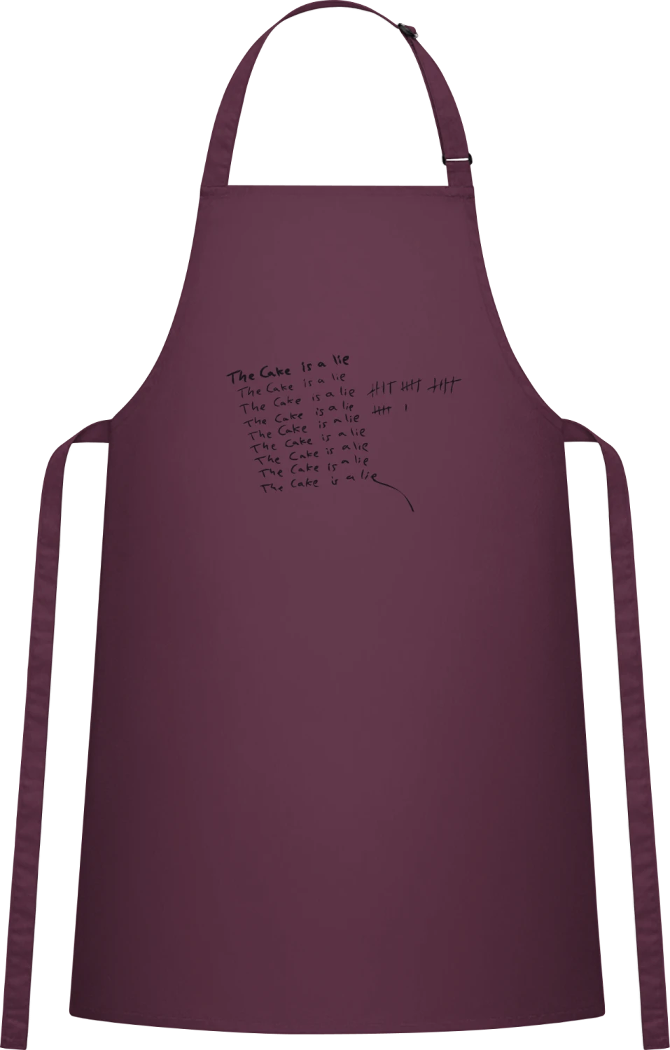 The Cake Is A Lie - Aubergine Cotton Bib Apron - Front