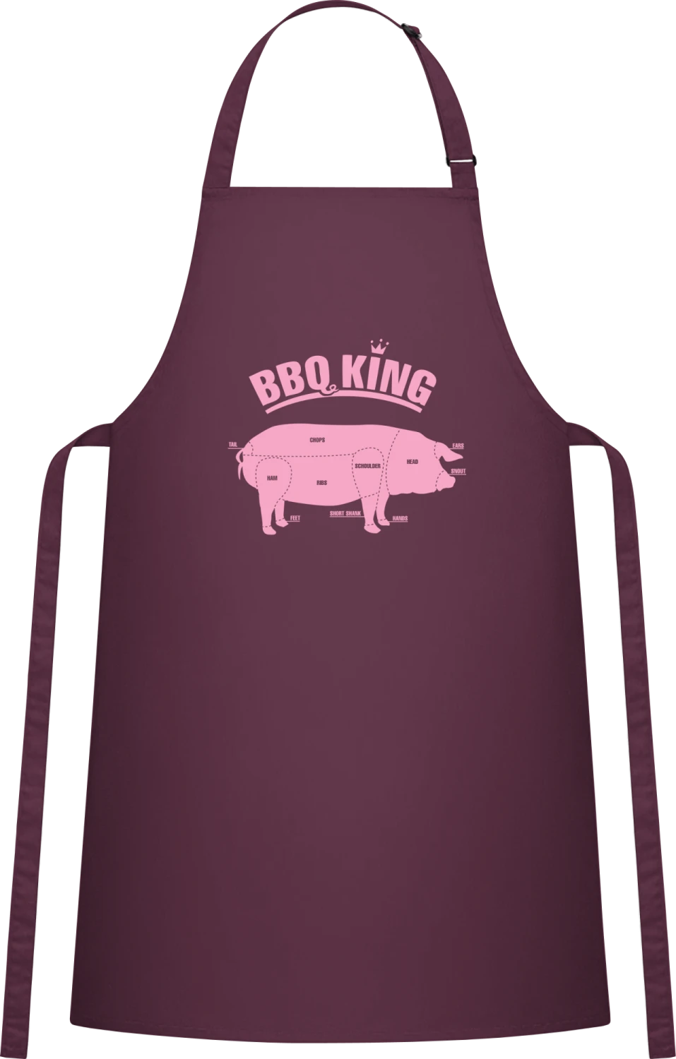 BBQ King - Aubergine Cotton Bib Apron - Front