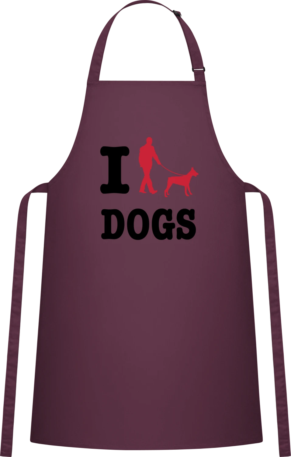 I Love Dogs - Aubergine Cotton Bib Apron - Front