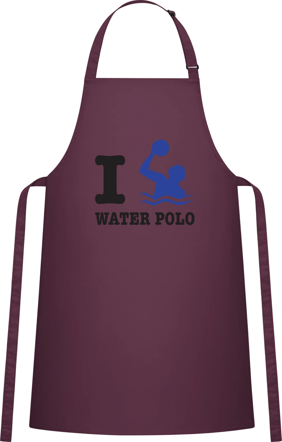 I Love Water Polo - Aubergine Cotton Bib Apron - Front