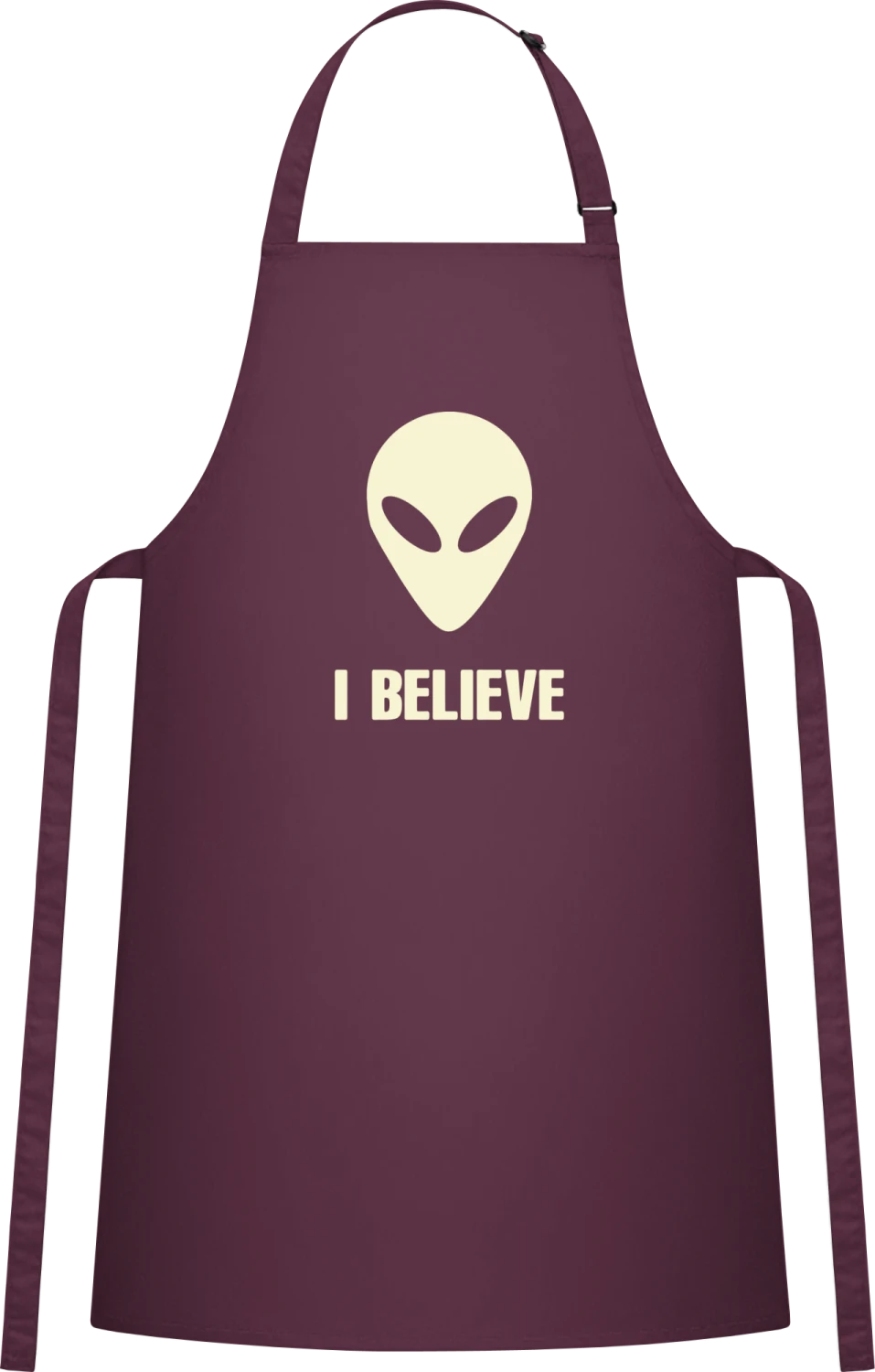 UFO Believer - Aubergine Cotton Bib Apron - Front