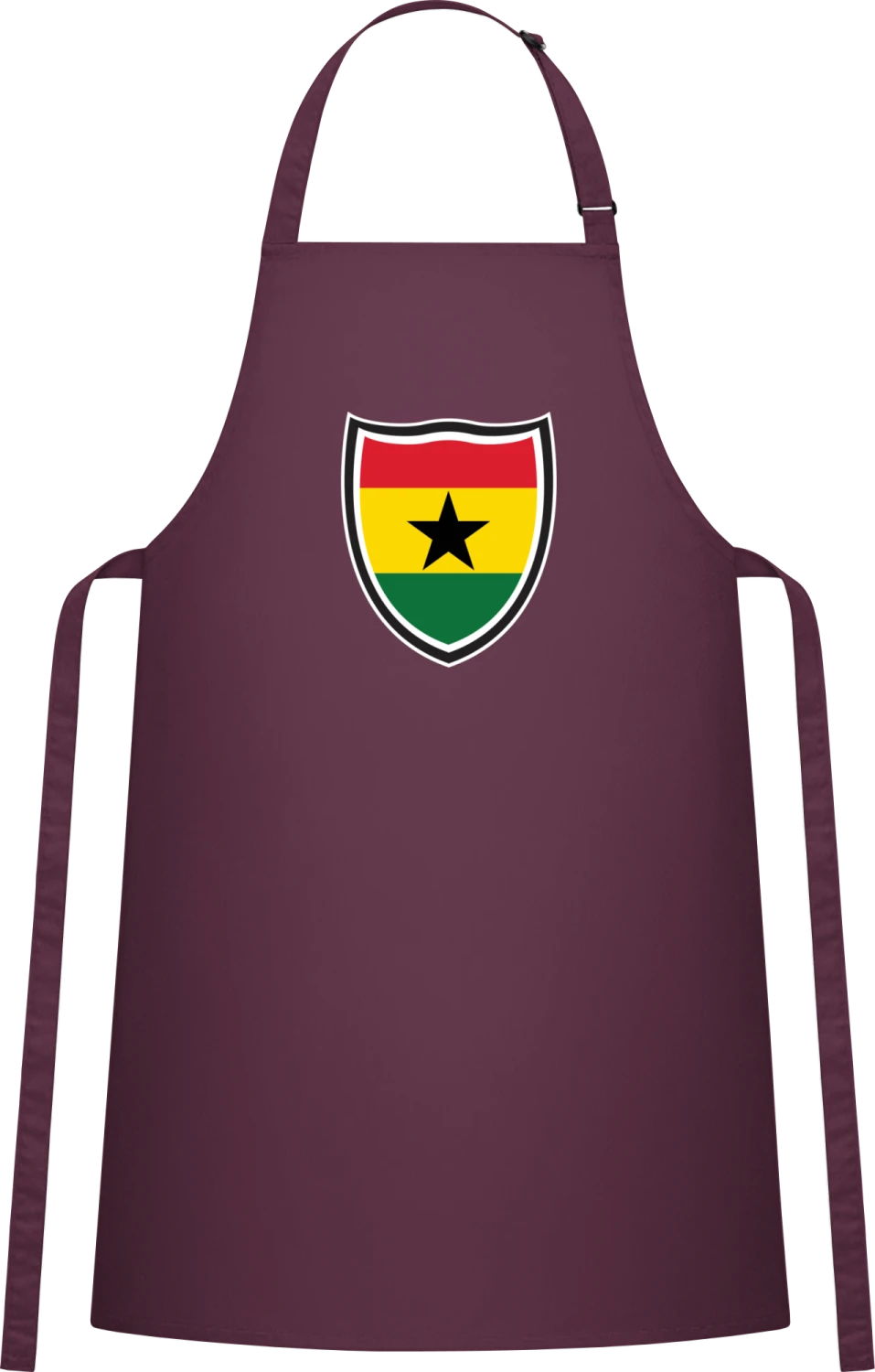 Ghana Flag Shield - Aubergine Cotton Bib Apron - Front