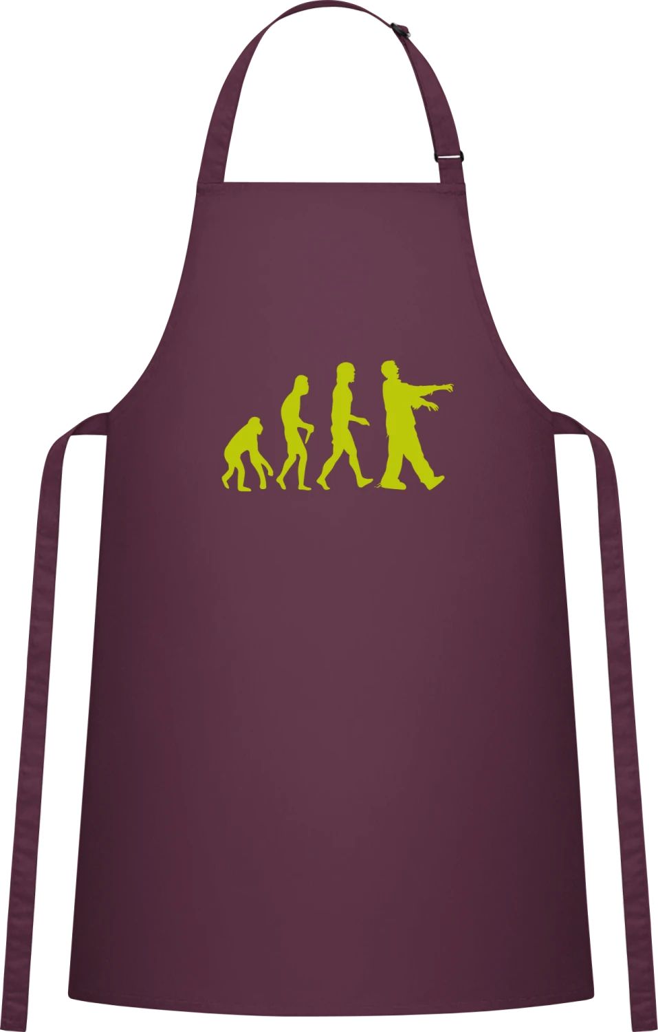 Zombie Evolution - Aubergine Cotton Bib Apron - Front